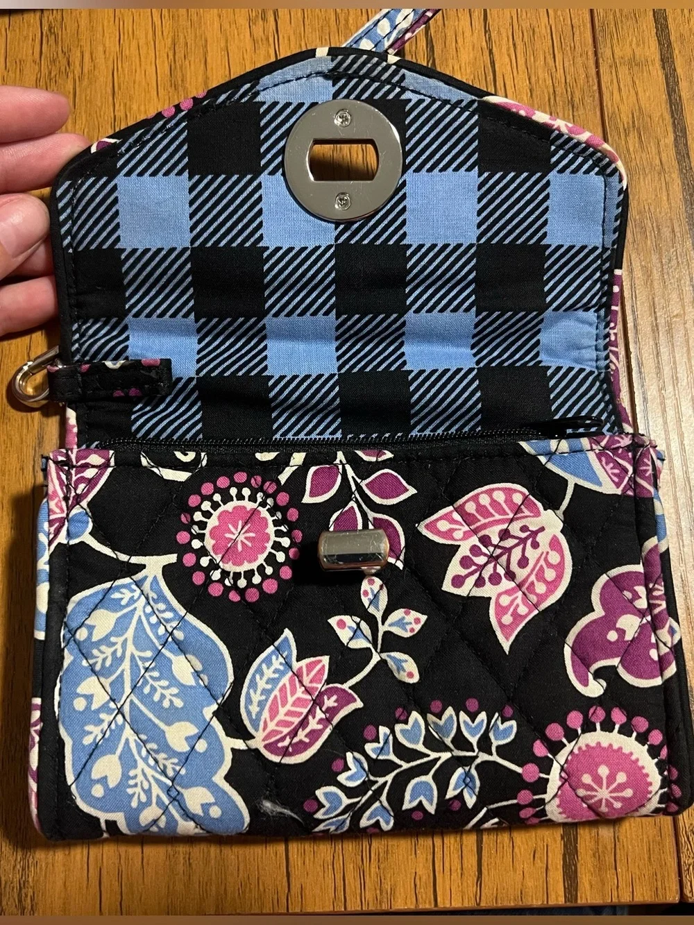 Vera Bradley Retired “Alpine Floral” Print Turn Lock & Zip Wristlet Wallet